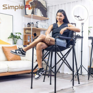 Simpleme OW-63TBK Classic Tall Aluminum Folding Director Chair - 31/28 Inch Professional Grade